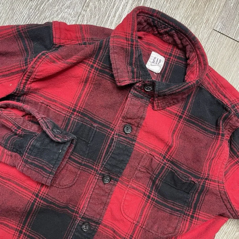 Gap Size Medium Big Kids Boys Preteen Long Sleeve Winter Fall Flannel Shirt Red